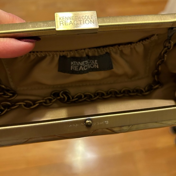 Used Kenneth Cole Reaction gold clutch. - Picture 3 of 6